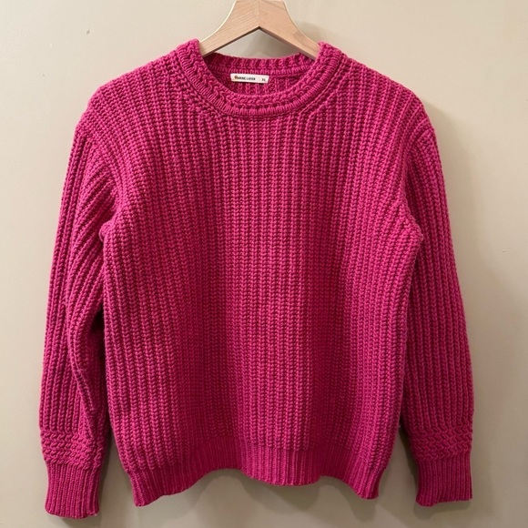 Marine Layer Chunky Oversized Crewneck Sweater Size XS Pink Rose Violet - Picture 6 of 13